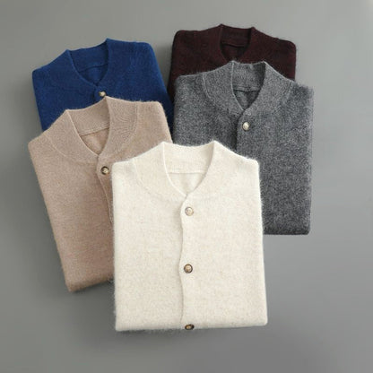Herre Mock-neck Cardigan med Knap Front 6