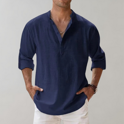 Herre Oversize Skjorte i Linned Stilren Design 6