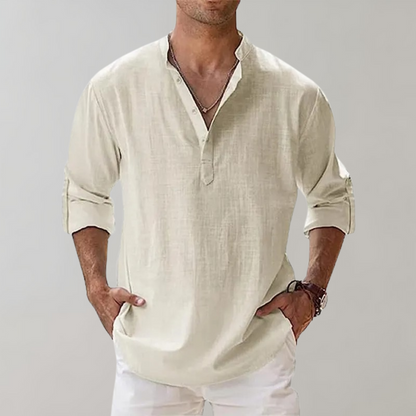 Herre Oversize Skjorte i Linned Stilren Design 8