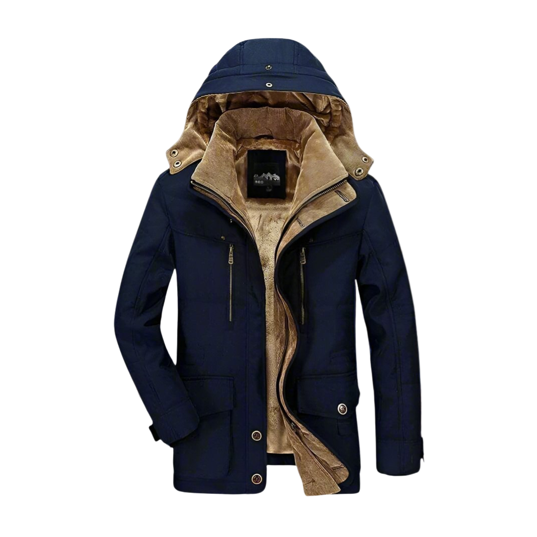 Herre Parka Jakke Militærinspireret Stil Mellemlang Med Aftagelig Hætte 0