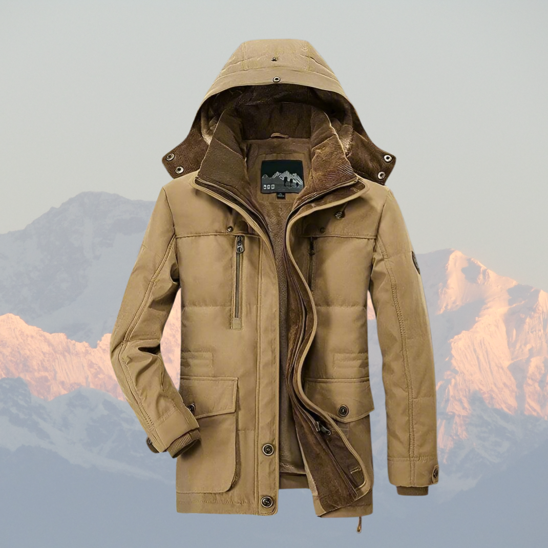 Herre Parka Jakke Militærinspireret Stil Mellemlang Med Aftagelig Hætte 1
