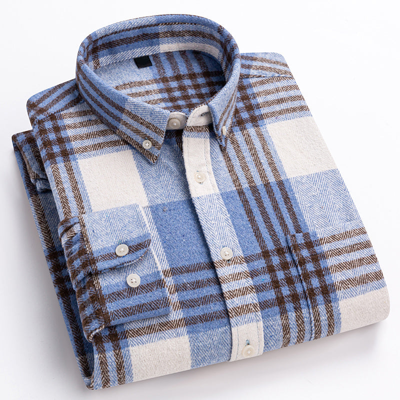 Herre Plaid Skjorte Klassisk Stil 2