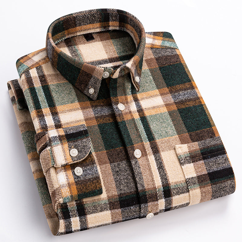 Herre Plaid Skjorte Klassisk Stil 5