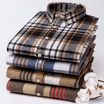 Herre Plaid Skjorte Klassisk Stil 7