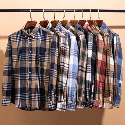 Herre Plaid Skjorte Klassisk Stil 8