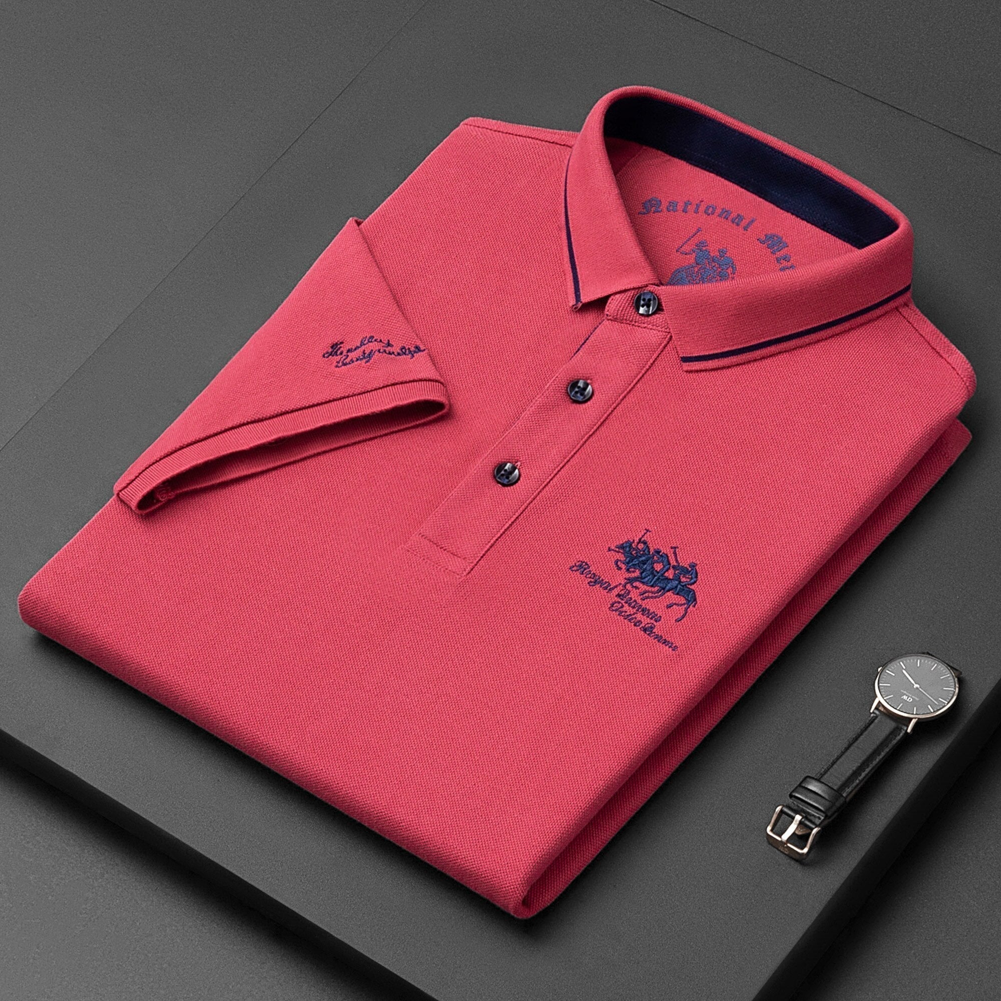 Herre Polo Shirt Klassisk Snit med Broderi 7