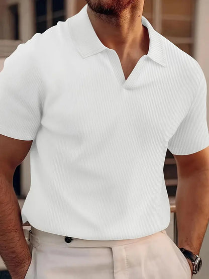 Herre Poloshirt Casual Vaffelstof 4