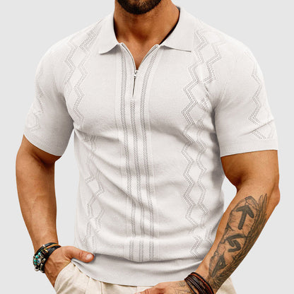 Herre Poloshirt Med Lynlåskrave Kortærmet Stilfuld Design 1