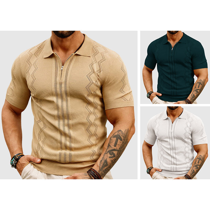 Herre Poloshirt Med Lynlåskrave Kortærmet Stilfuld Design 3
