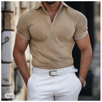 Herre Poloshirt Vaffel Design 3