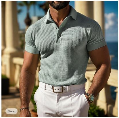 Herre Poloshirt Vaffel Design 4