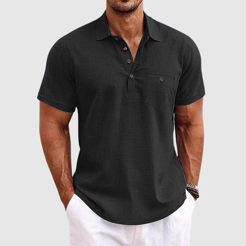 Herre Poloshirt i Linned Stilfuld 1