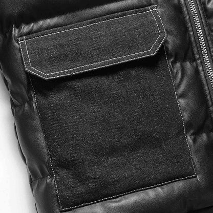 Herre Pufferjakke med Denim Detaljer 4