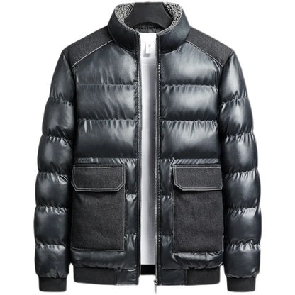 Herre Pufferjakke med Denim Detaljer 5