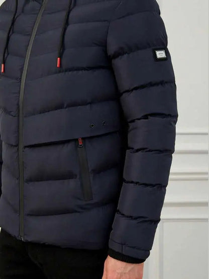 Herre Pufferjakke med Hætte Moderne Design 3
