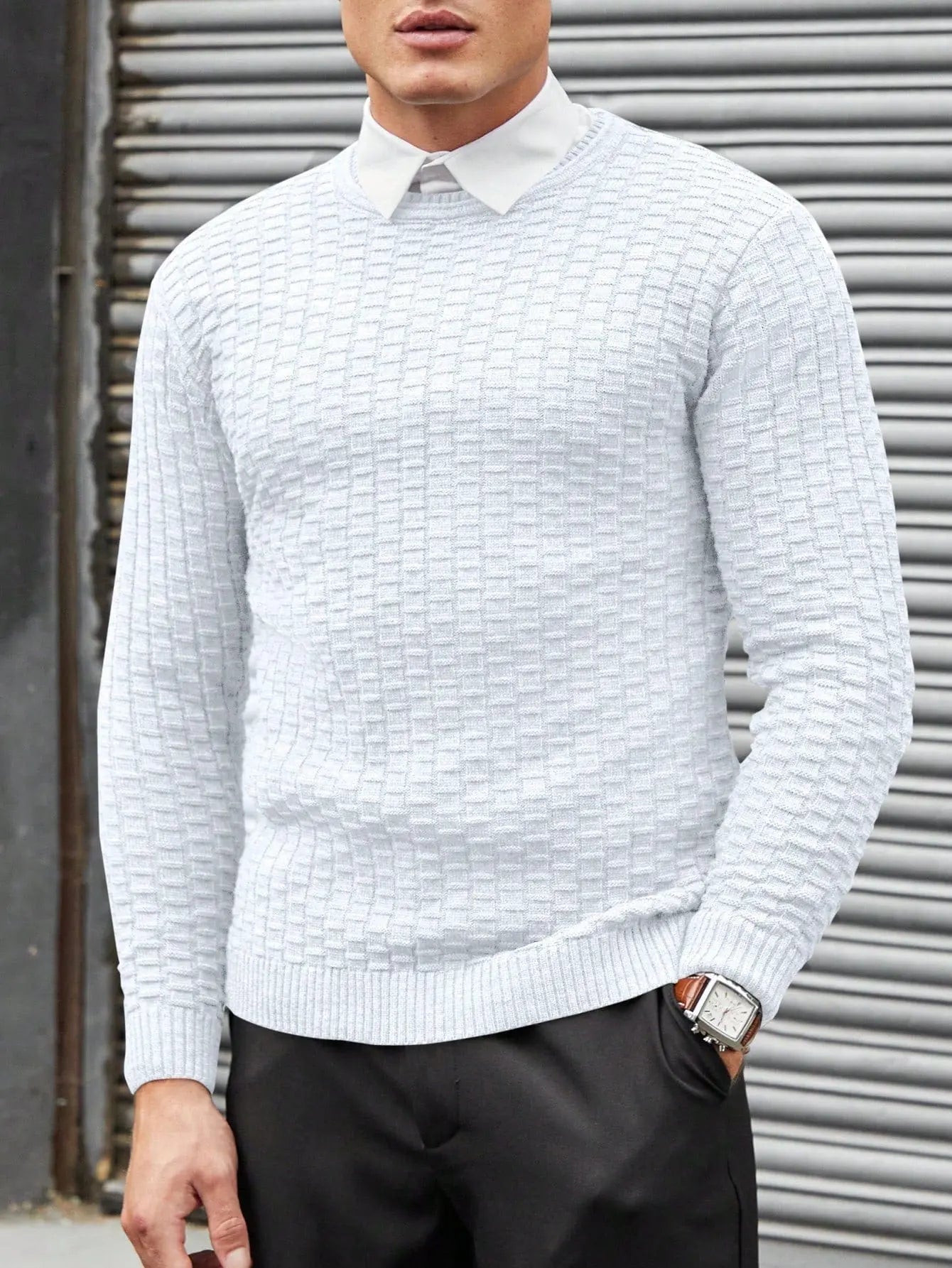 Herre Pullover Jacquarddesign Casual Sweater 7