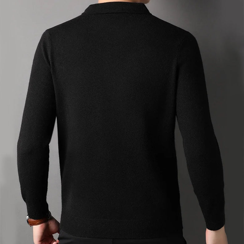 Herre Pullover Med Polokrave Stilfuld Design 4