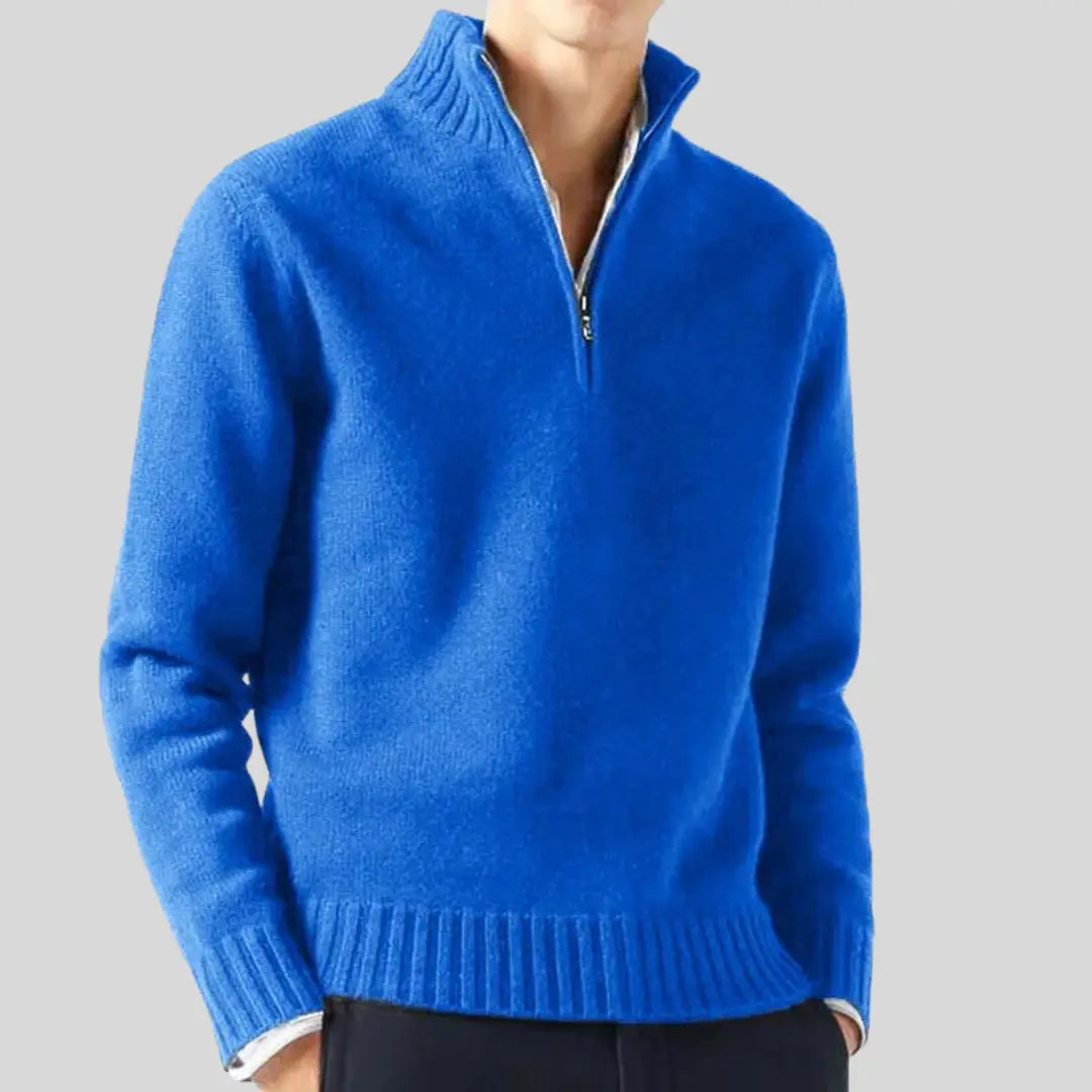 Herre Pullover Sweater med Halv-Zip Design og Praktisk Brystlomme 6