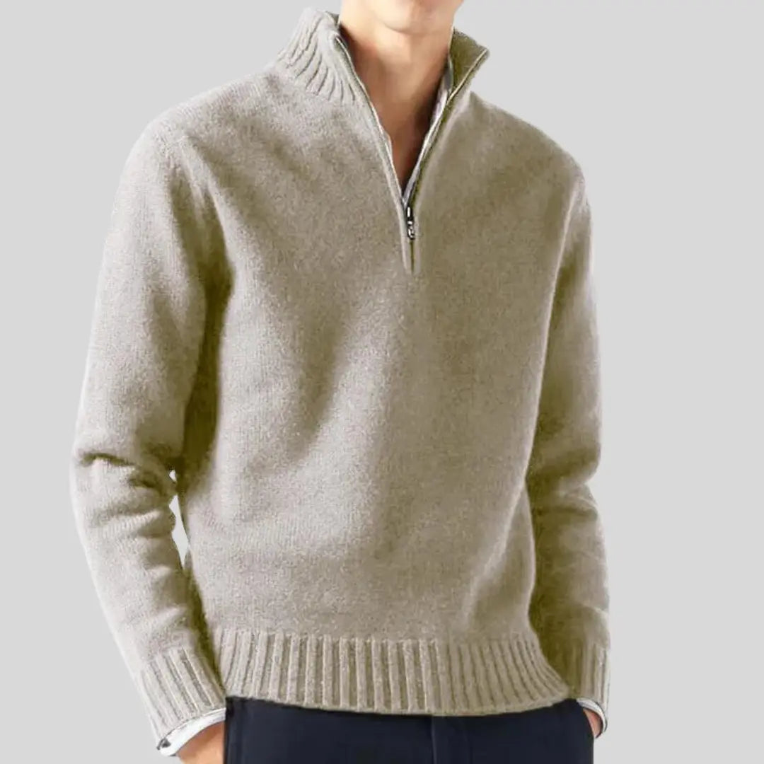 Herre Pullover Sweater med Halv-Zip Design og Praktisk Brystlomme 9