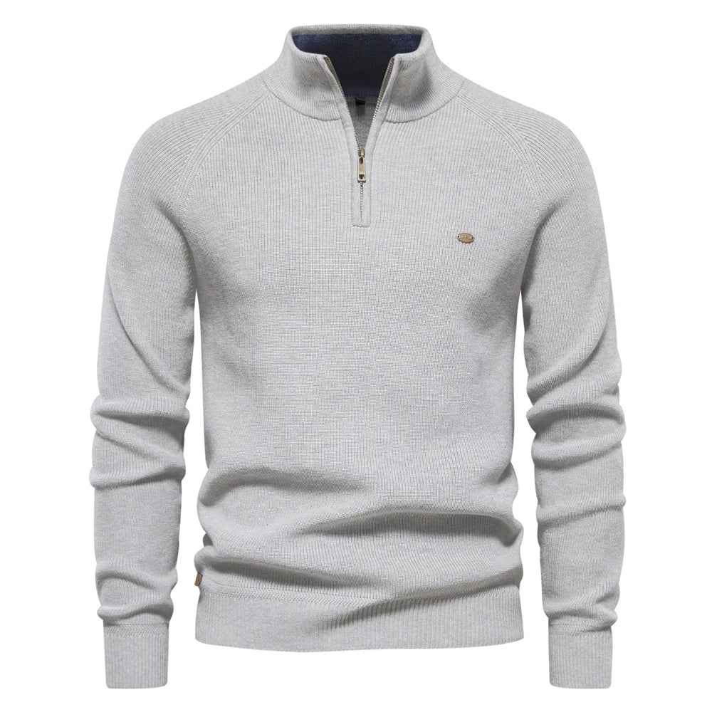 Herre Pullover med Halvlængde Lynlås - Moderne og Komfortabel Sweater til Fritid og Kontor 1
