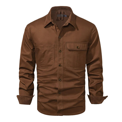 Herre Skjorte Button-Up Lange Ærmer 100% Bomuld med Kontrasterende Mansjetter 7