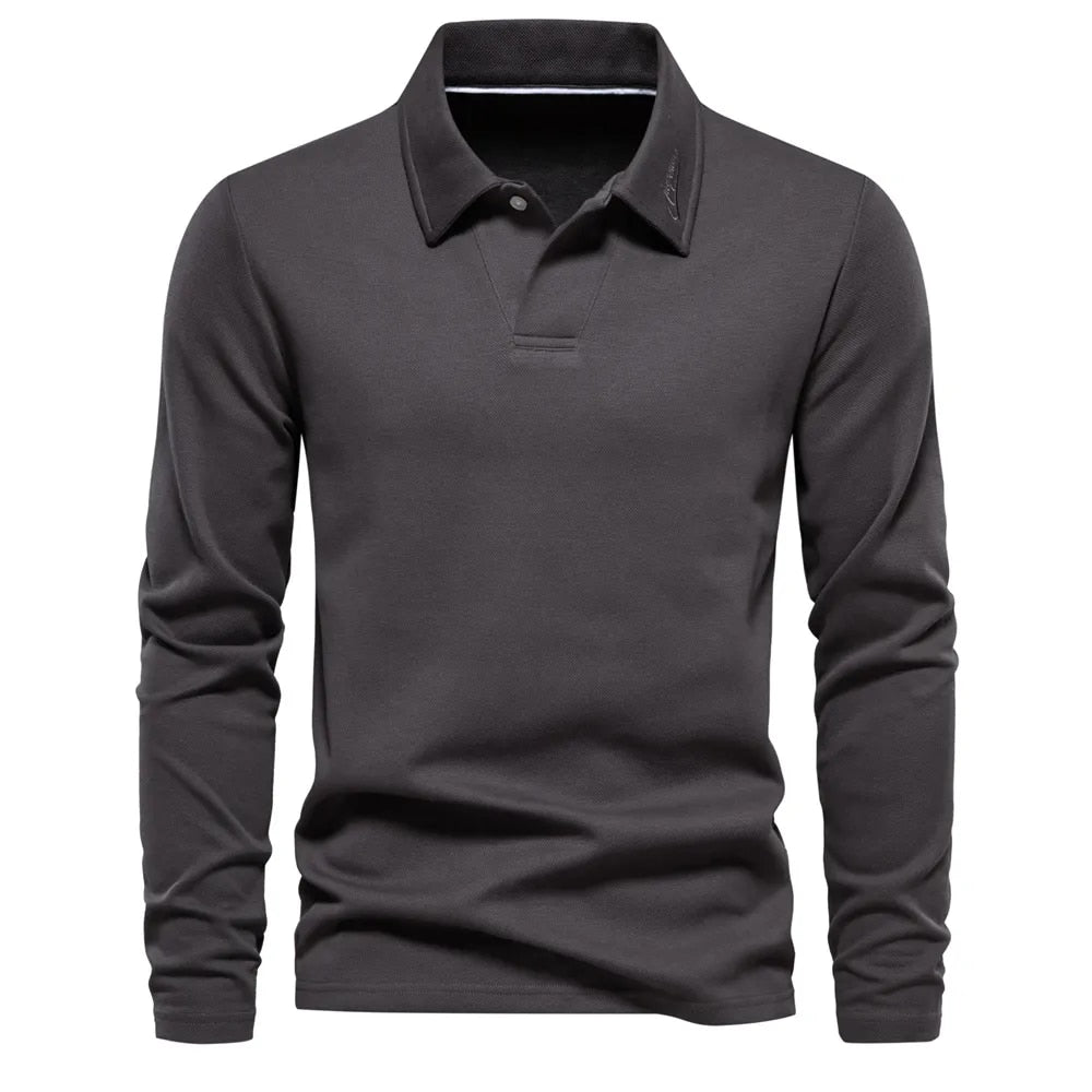 Herre Skjorte Casual 100% Bomuld Lange Ærmer Klassisk Design 6