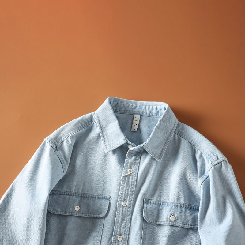 Herre Skjorte Denim Retro Stil - Afslappet Design til Mænd 4