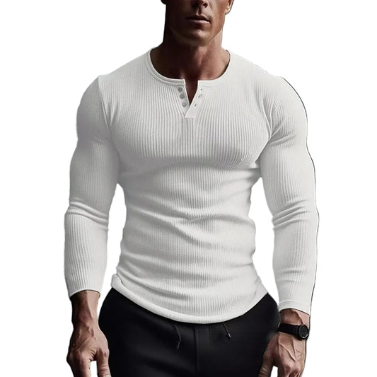 Herre Skjorte Henley Tætsiddende Stil til Mænd 0