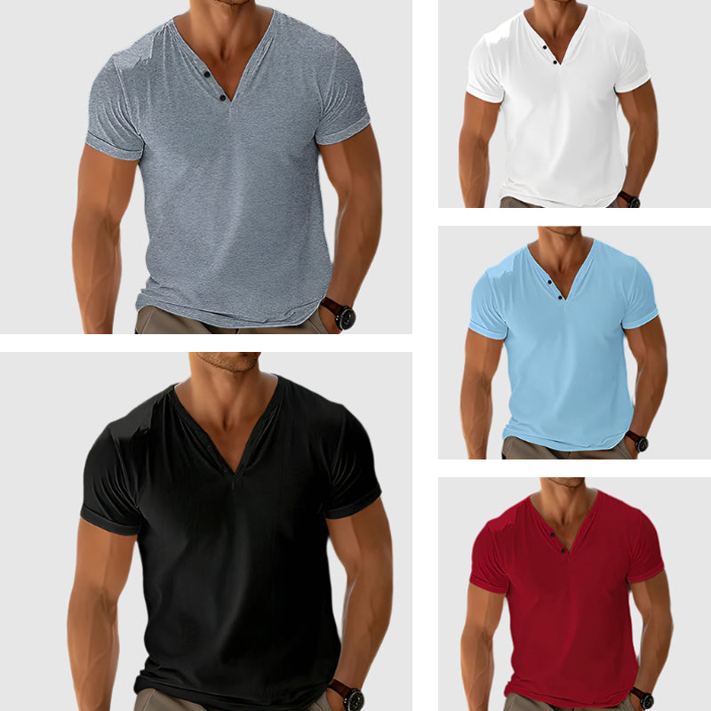 Herre Skjorte Klassisk Henley Design til Mænd 5