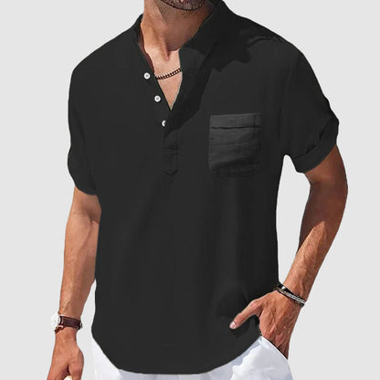 Herre Skjorte Kortærmet Henley Casual Stil 4