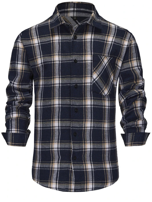 Herre Skjorte Langærmet Flannel Kato Klassisk Plaid 0