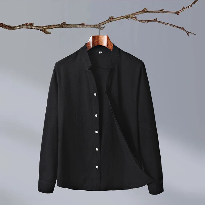 Herre Skjorte Langærmet Japansk Stil Minimalistisk Design 2