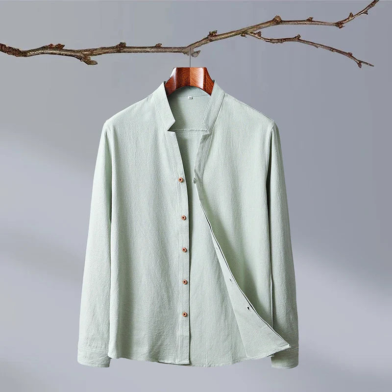 Herre Skjorte Langærmet Japansk Stil Minimalistisk Design 3