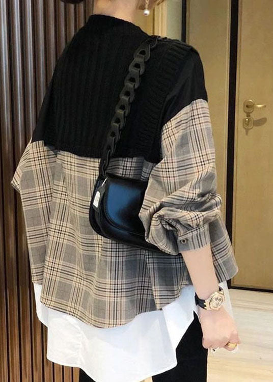 Herre Skjorte Langærmet Patchwork Plaid Stil til Mænd 3