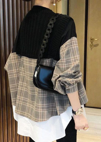 Herre Skjorte Langærmet Patchwork Plaid Stil til Mænd 3