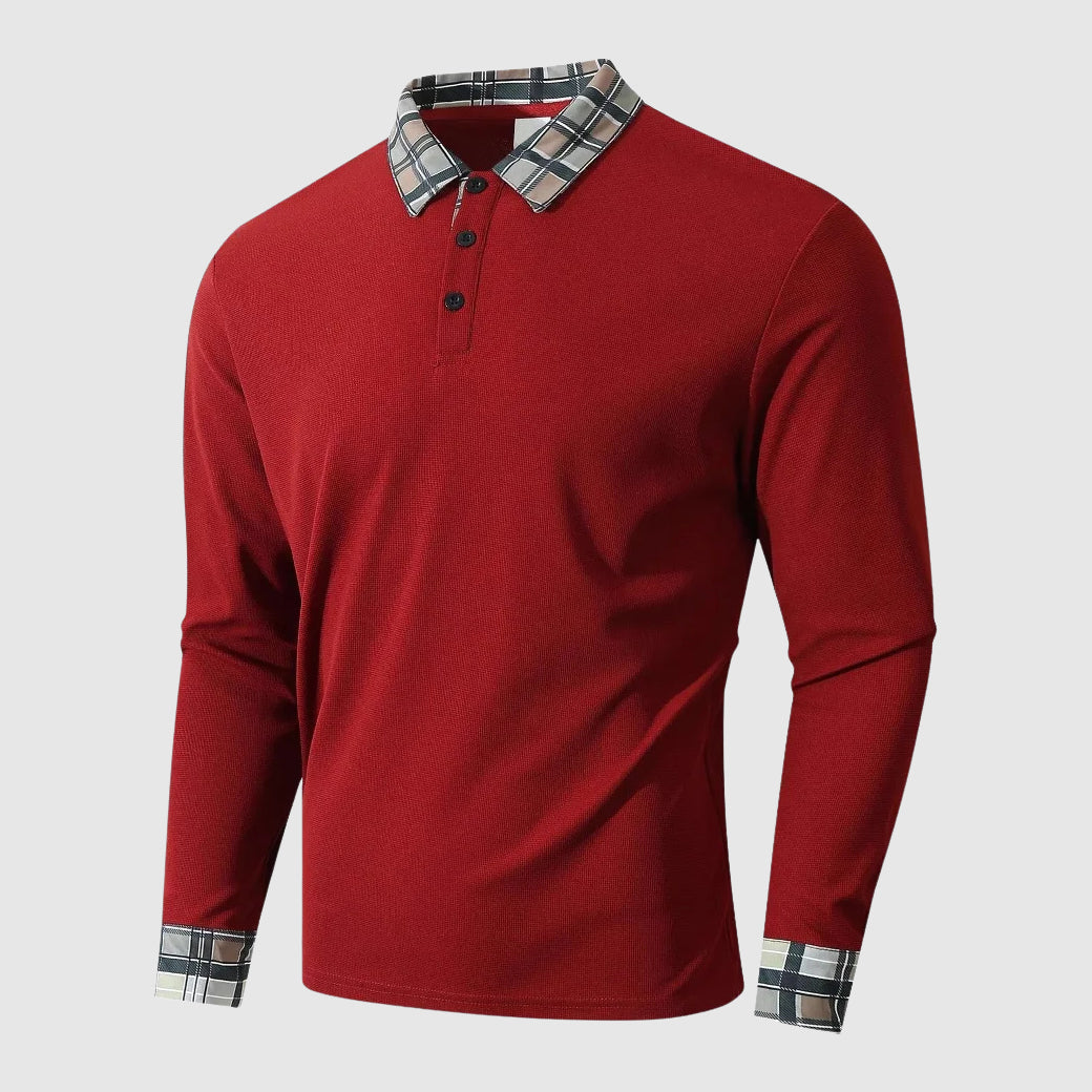 Herre Skjorte Med Plaid Trim Langærmet Afslappet Stil 3