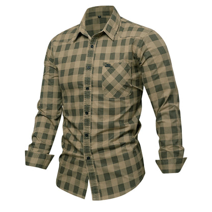 Herre Skjorte Plaid Langærmet 100% Bomuld Casual Komfort 1