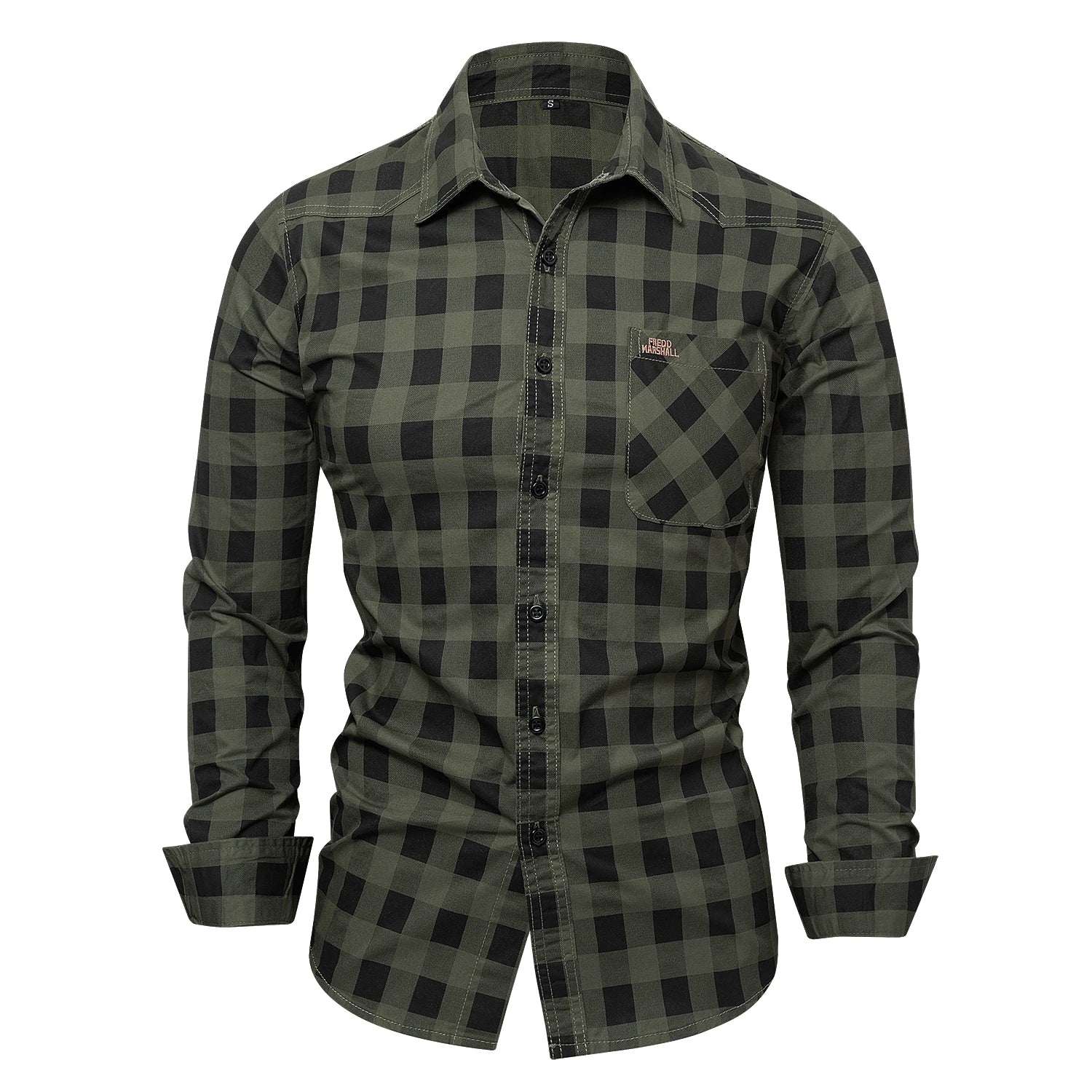 Herre Skjorte Plaid Langærmet 100% Bomuld Casual Komfort 6