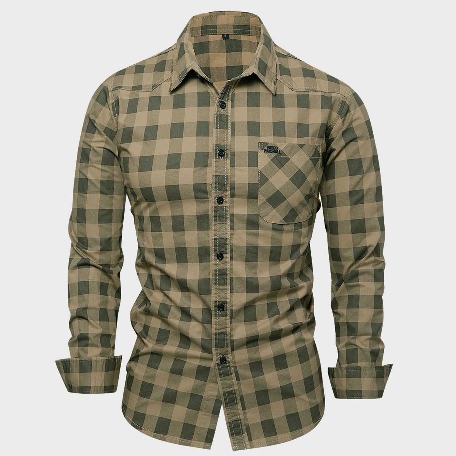 Herre Skjorte Plaid Langærmet 100% Bomuld Casual Komfort 7