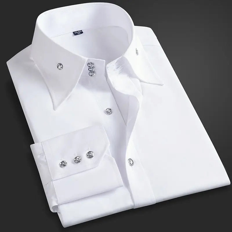 Herre Skjorter Button-Up med Kontrastknapper til Formelle og Uformelle Anledninger 2