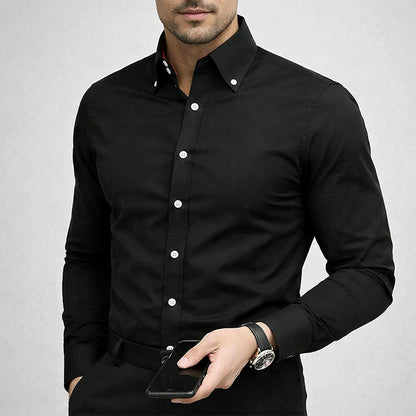 Herre Skjorter Button-Up med Kontrastknapper til Formelle og Uformelle Anledninger 4
