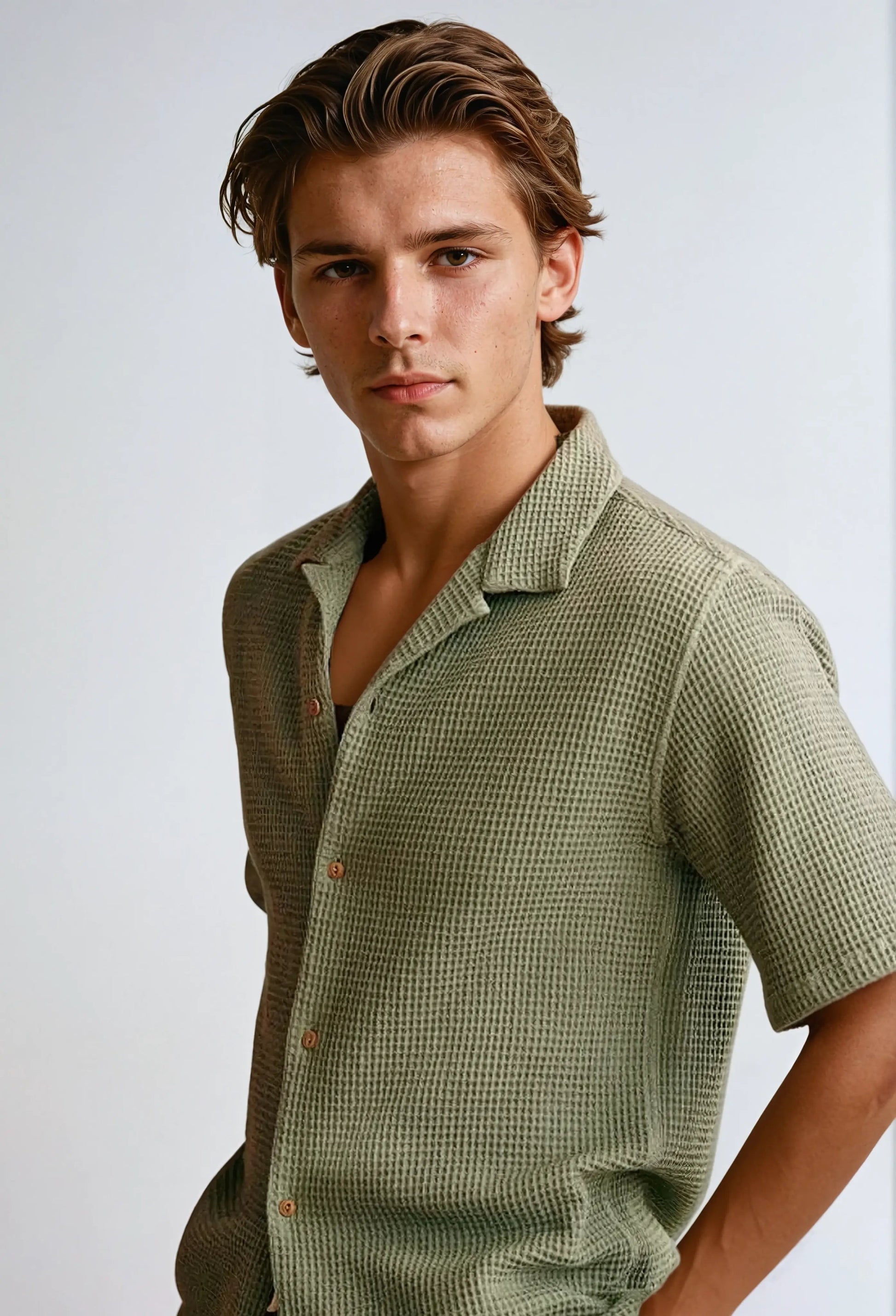 Herre Skjorter Casual Vaffelstil Moderne Design 2