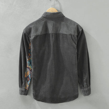 Herre Skjorter Langærmet Med Fløjlsstruktur Casual Stil 2