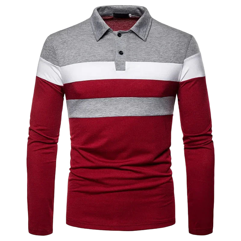 Herre Skjorter Langærmet Stribet Poloshirt Moderne Stil 0