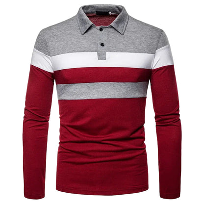 Herre Skjorter Langærmet Stribet Poloshirt Moderne Stil 0