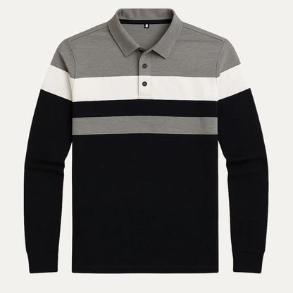 Herre Skjorter Langærmet Stribet Poloshirt Moderne Stil 1