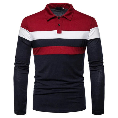 Herre Skjorter Langærmet Stribet Poloshirt Moderne Stil 10