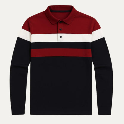 Herre Skjorter Langærmet Stribet Poloshirt Moderne Stil 2
