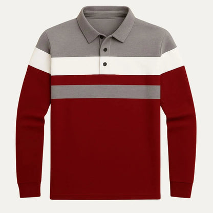 Herre Skjorter Langærmet Stribet Poloshirt Moderne Stil 3