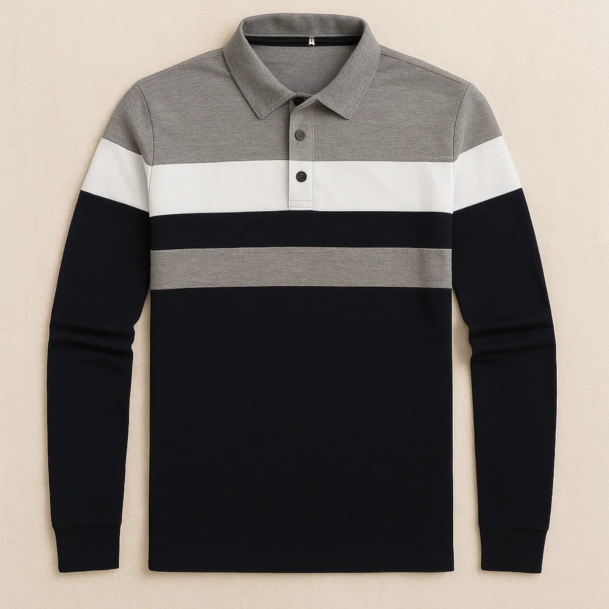 Herre Skjorter Langærmet Stribet Poloshirt Moderne Stil 4